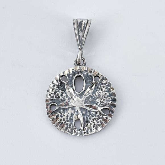 Vintage Sterling Silver 925 Sand Dollar Pendant Ocean Charm - Picture 2 of 6